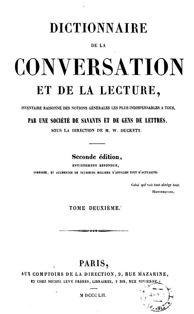 Dictionnaire de la conversation et de la lecture de william duckett 1835 couv 