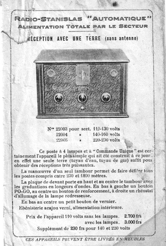 Catalogue radio stanislas 1929 page 3