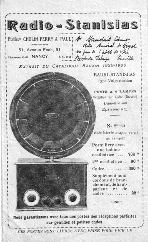 Catalogue radio stanislas 1929 page 5