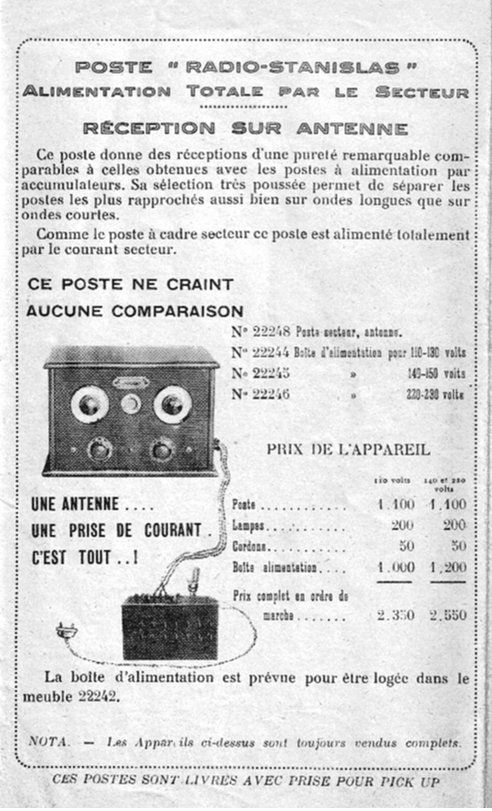 Catalogue radio stanislas 1929 page 8