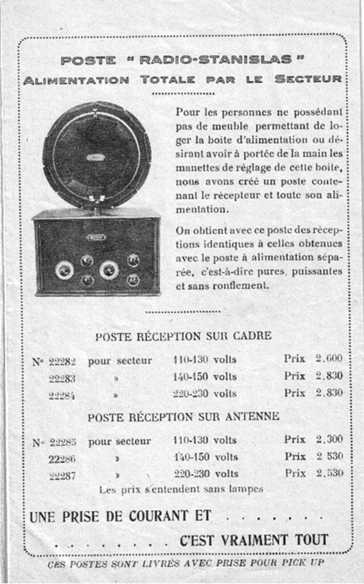 Catalogue radio stanislas 1929 page 9