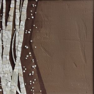 mosaique - tableau - rubans et confettis - triptyque - marbre - blanc - taupe - ora mosaiques.