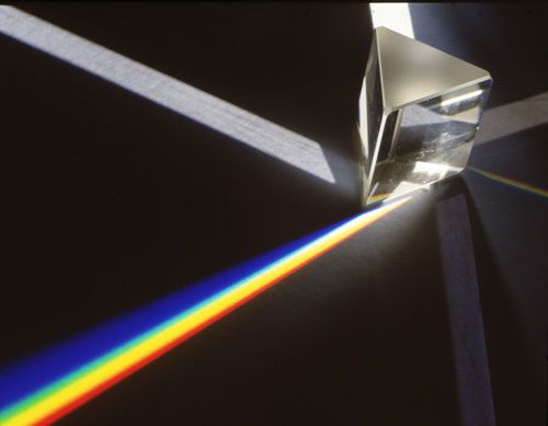 prisme de lumière réfraction expérience diffraction spectre lumineux
