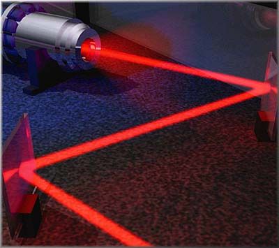 Figure laser trajectoire rectiligne rouge