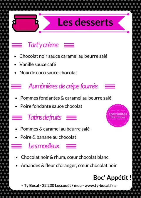 Flyer menu hiver dessert