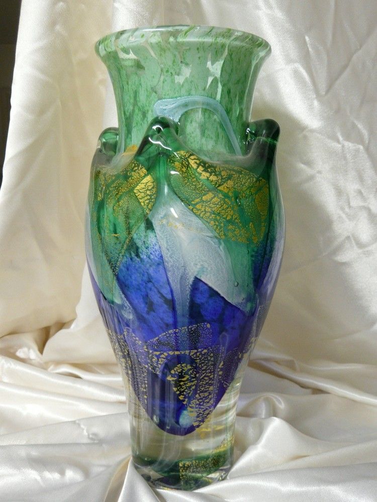 Vase antique vert et bleu