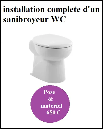 installation complete d'un sanibroyeur WC