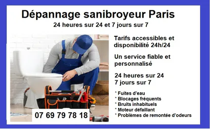 Dépannage sanibroyeur Paris et ile de france