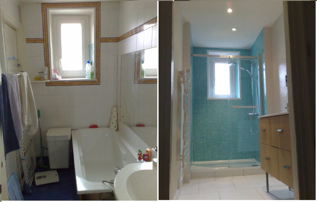 transformation complète d'une salle de bain en salle de douche à Rezé (44)