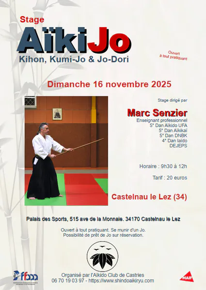 Stage Aïki-Jo, dimanche 16 novembre 2025