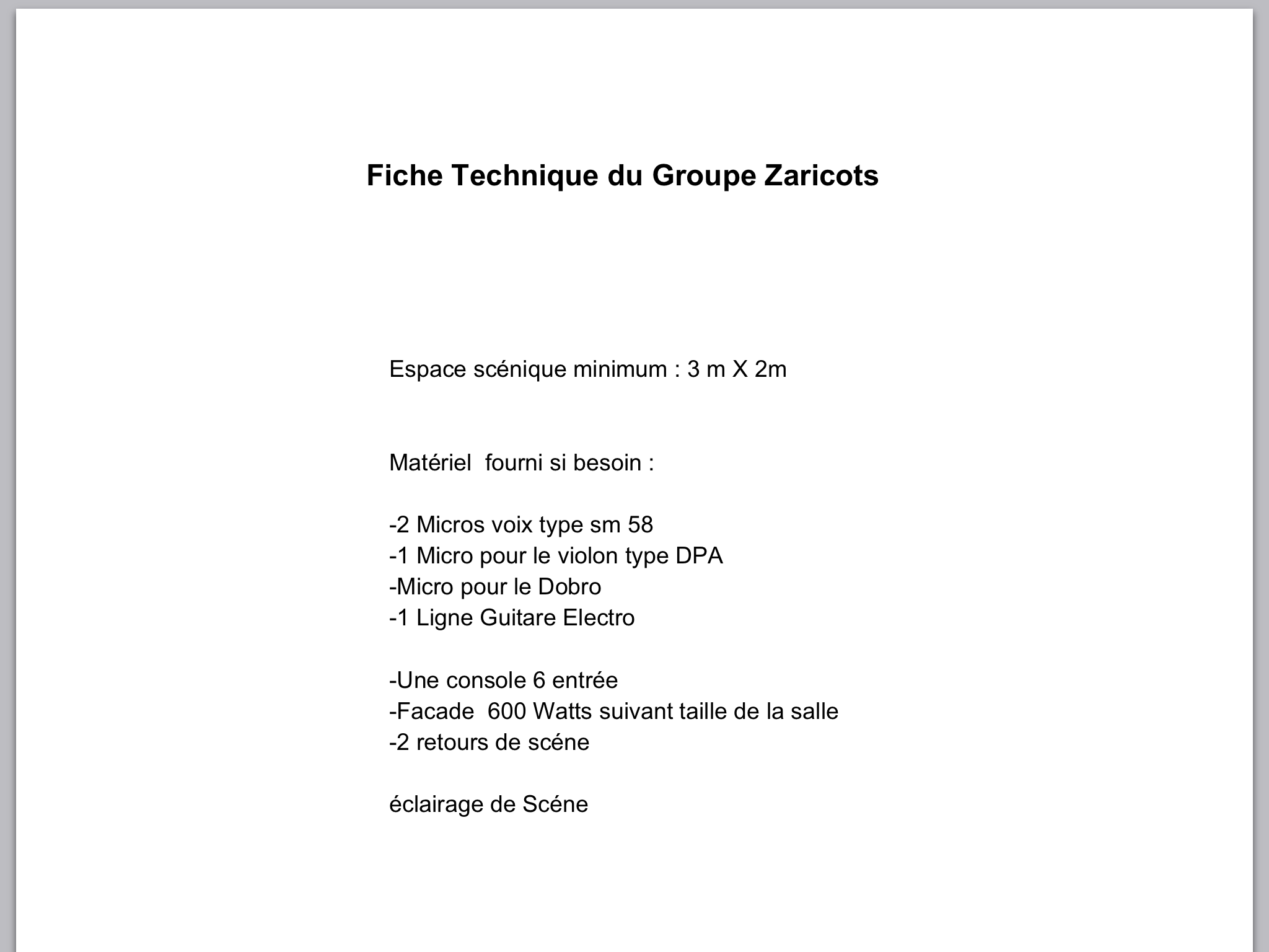 Fiche technique