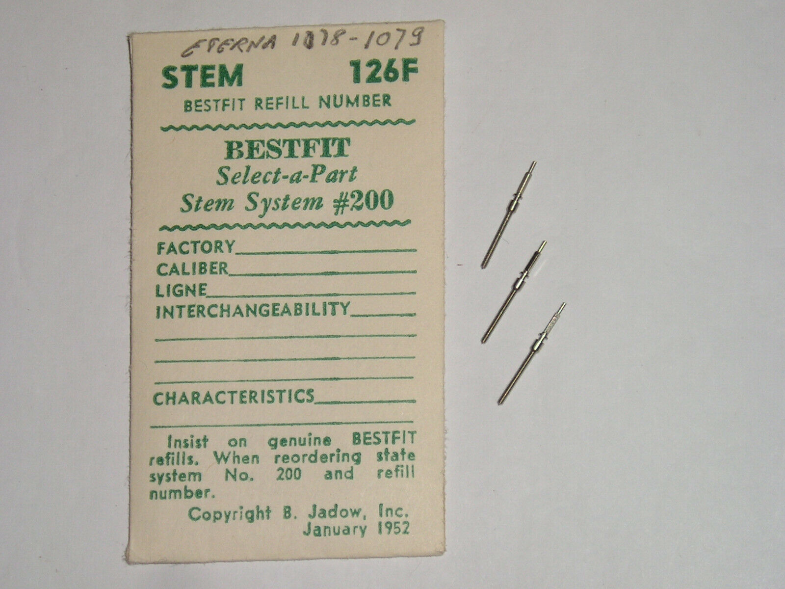 Tige De Remontoir (winding Stem) Eterna Pour Calibres 1244, 1401, Etc. Et Ronda 1445