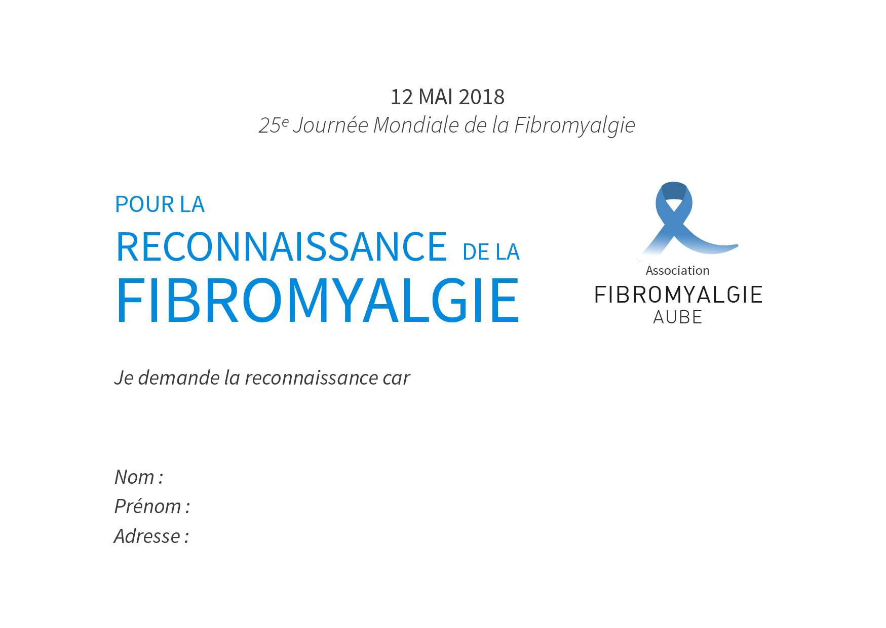 12 mai 2018 : 25ème Journée Mondiale de la Fibromyalgie. Action, information, sensibilisation, avec l'association Fibromyalgie Aube. Envelopes rouges, colère, revendication, ministre, ministère de la santé, pour la reconnaissance de la fibromyalgie.