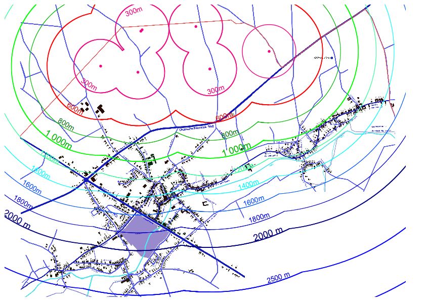 Eoliennes oreye cercles distances
