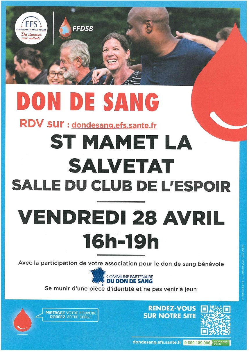 Don de sang 28 avril 2023