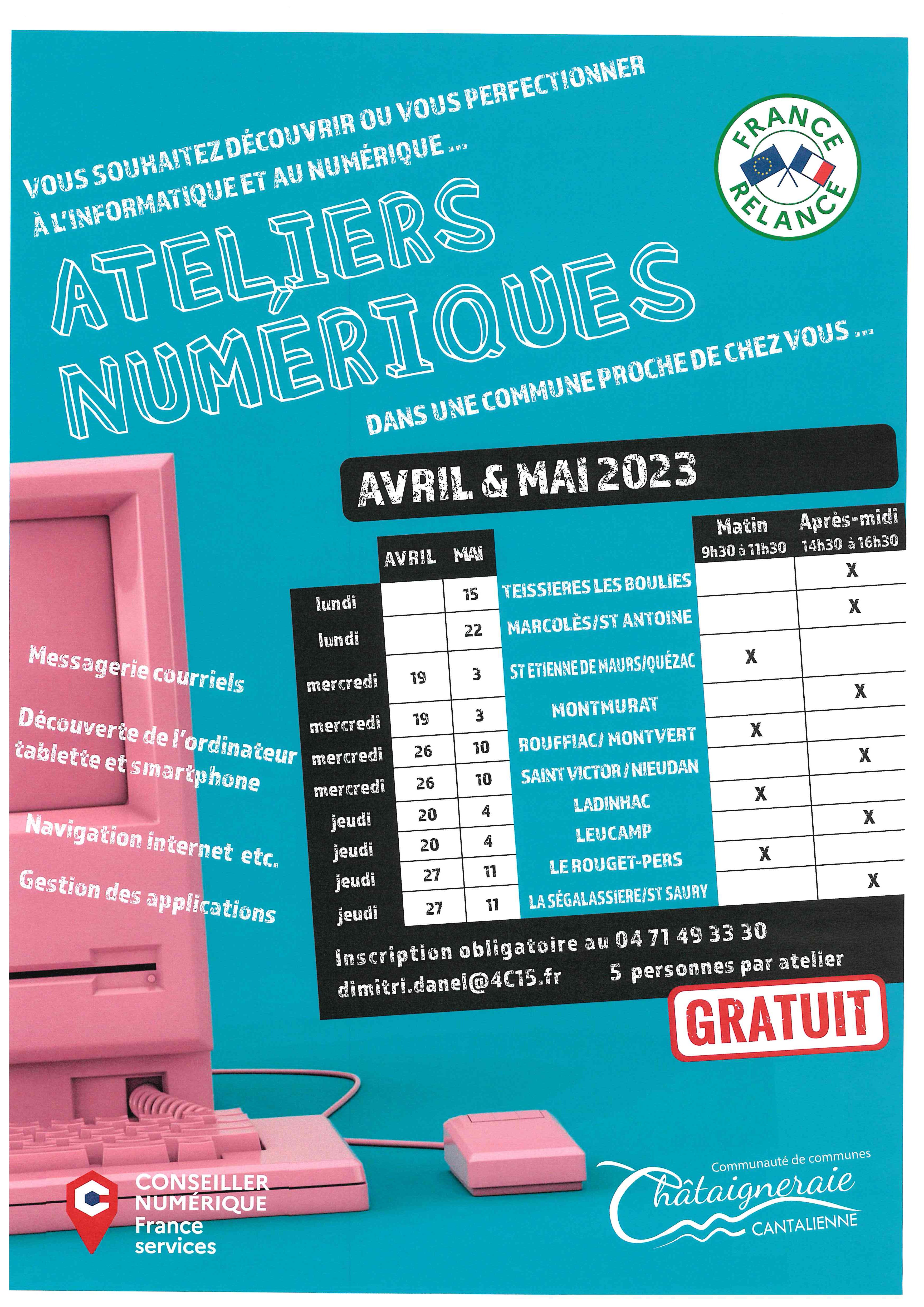 Ateliers Numériques Avril & Mai 2023