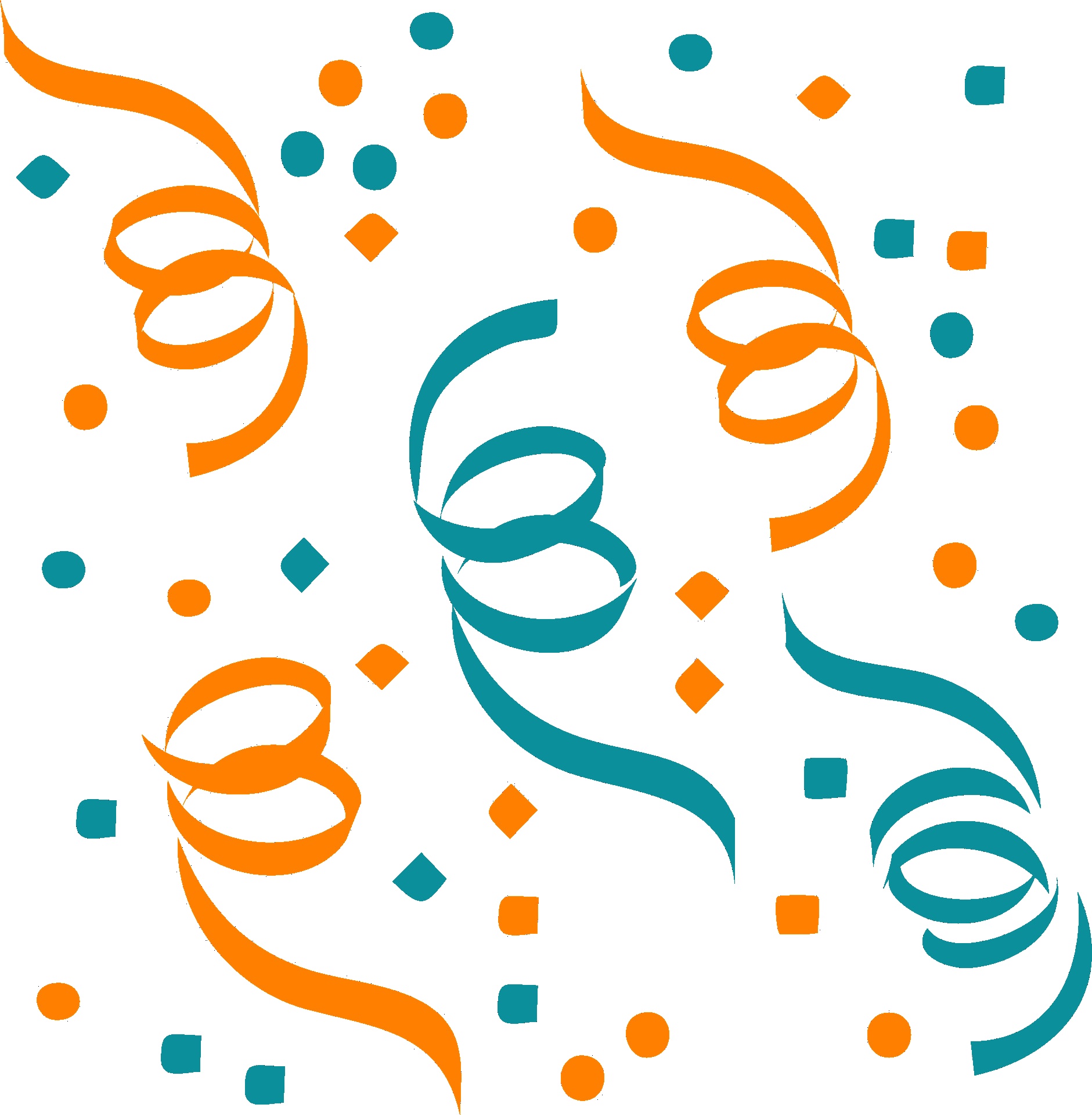 Confetti orange vert fond blanc