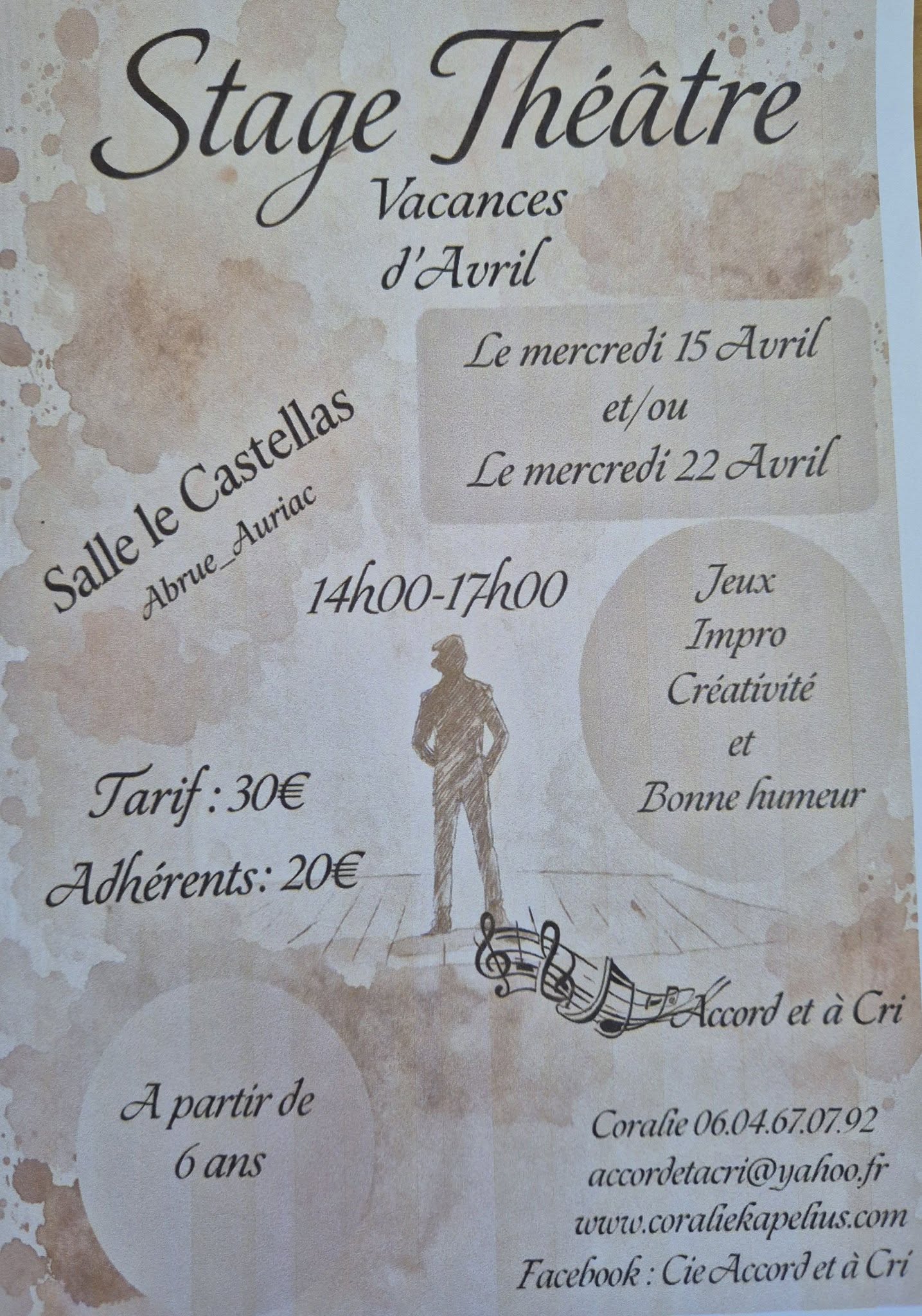 Stage de théâtre pendant les vacances d'avril