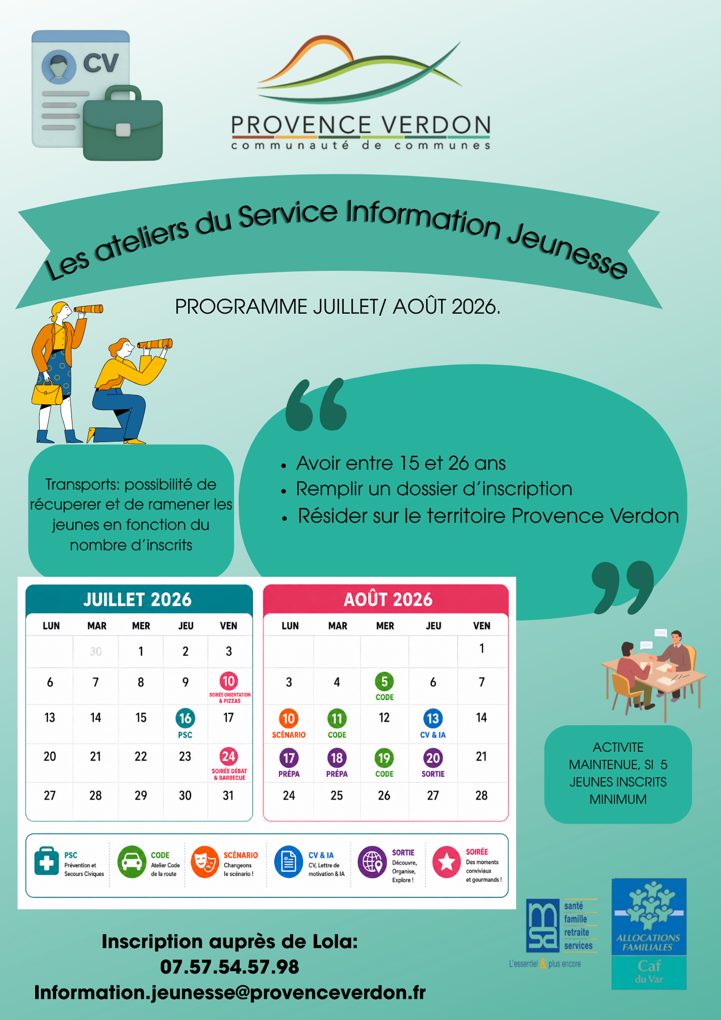 planning été jeunes 15/26 ans