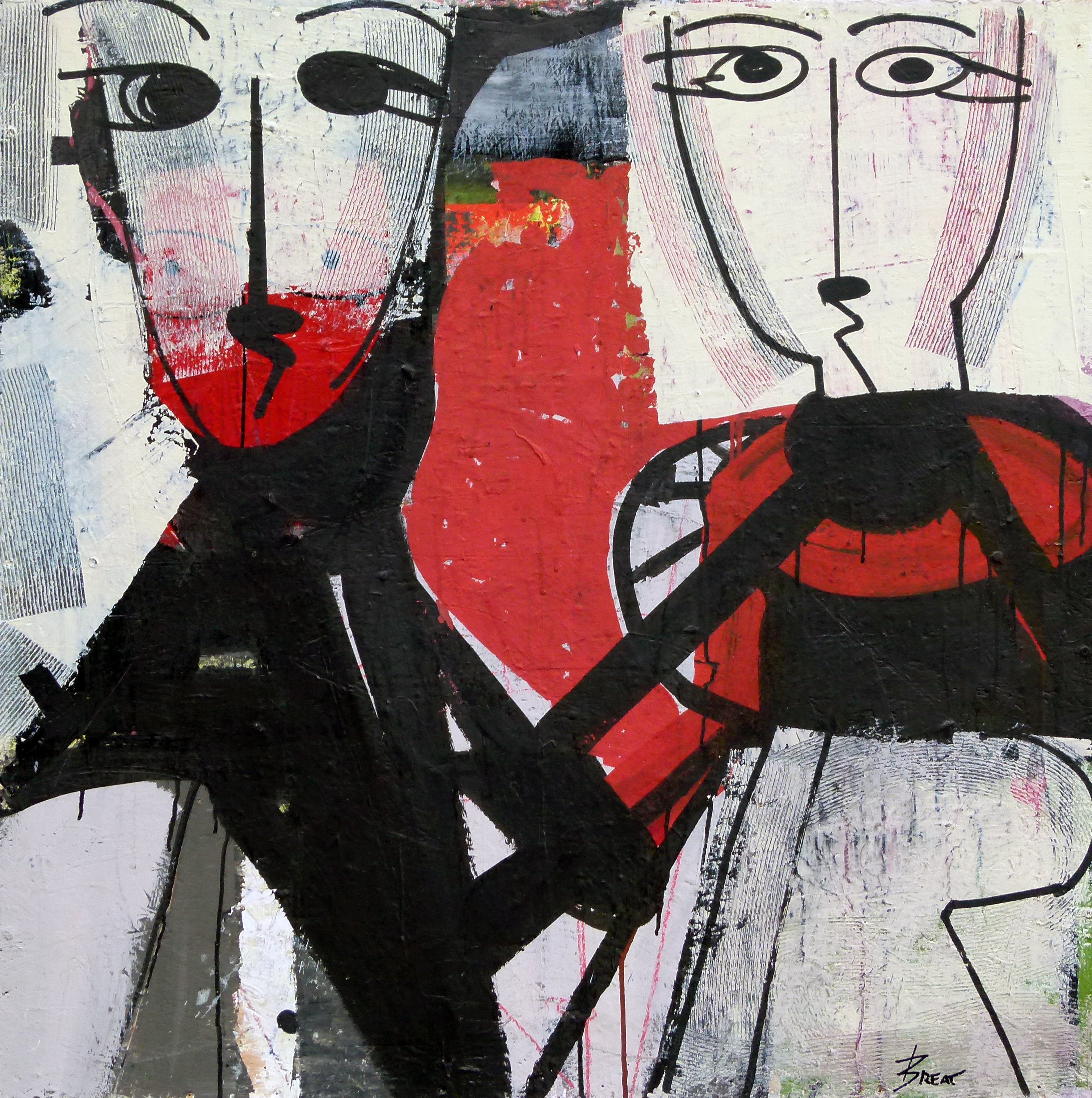 Promenade d artistes 100x100 technique mixte