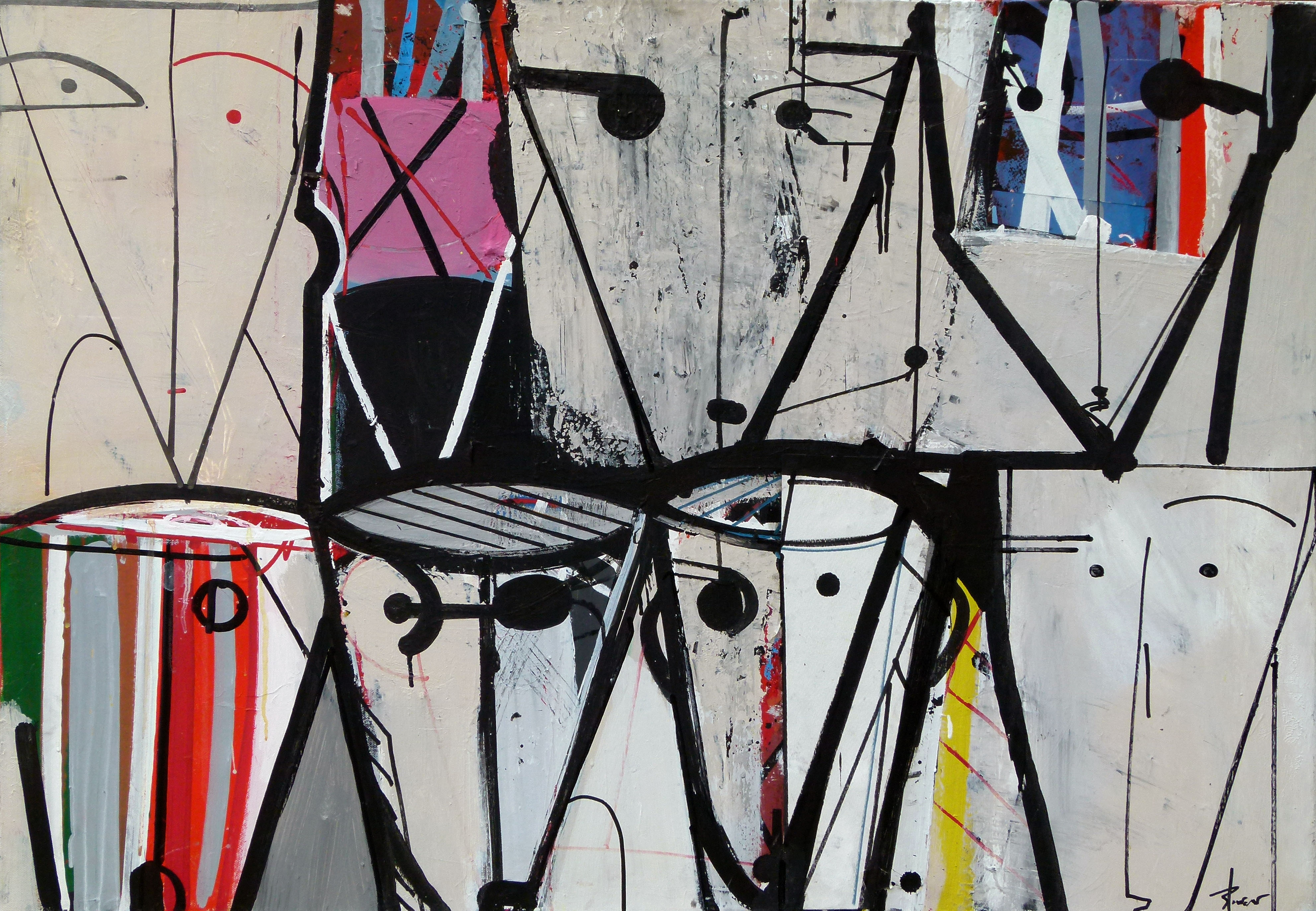 L1130226 les regardeurs 100x70 technique mixte 