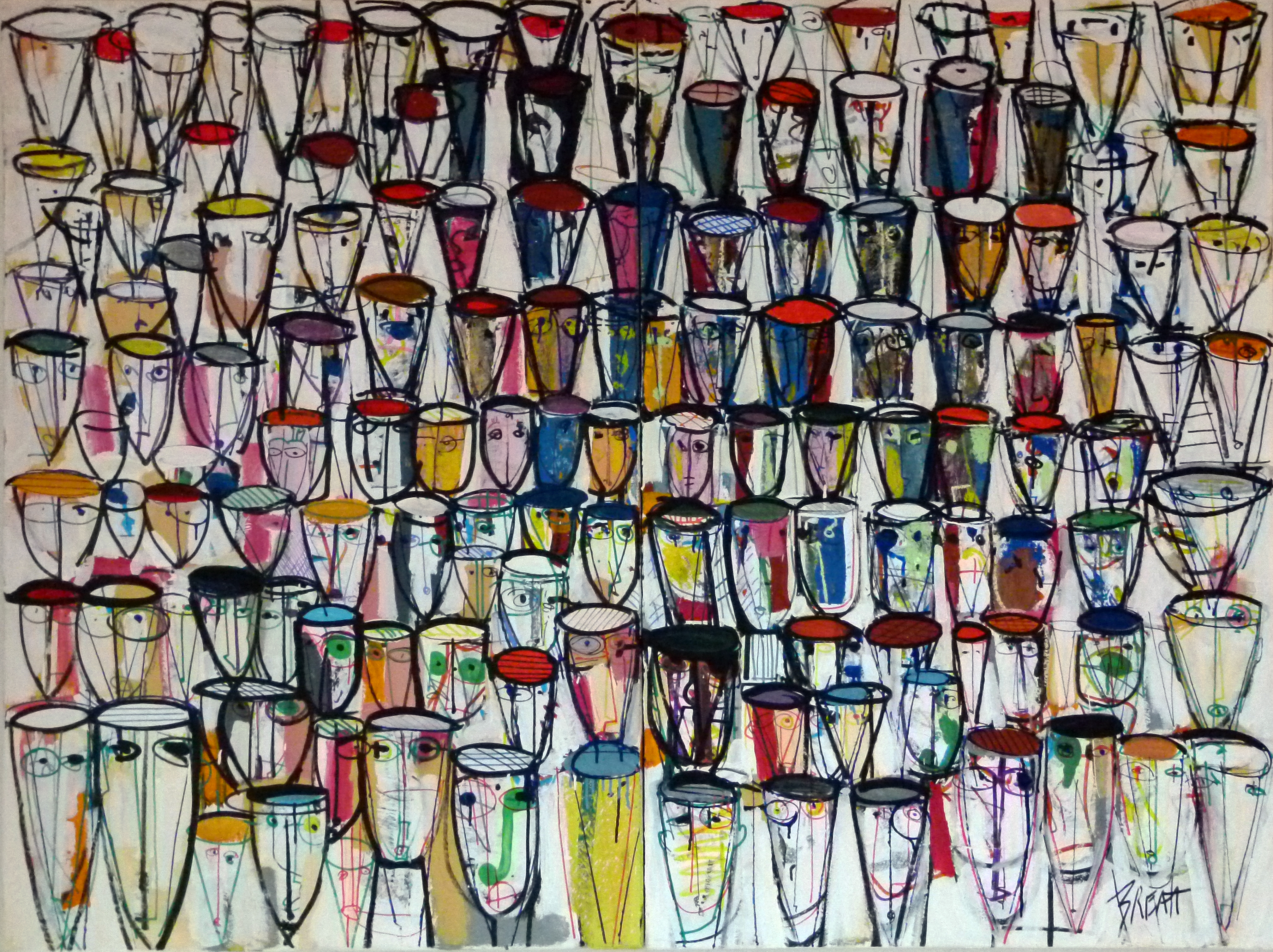 L1060090 la foule 160x120 technique mixte