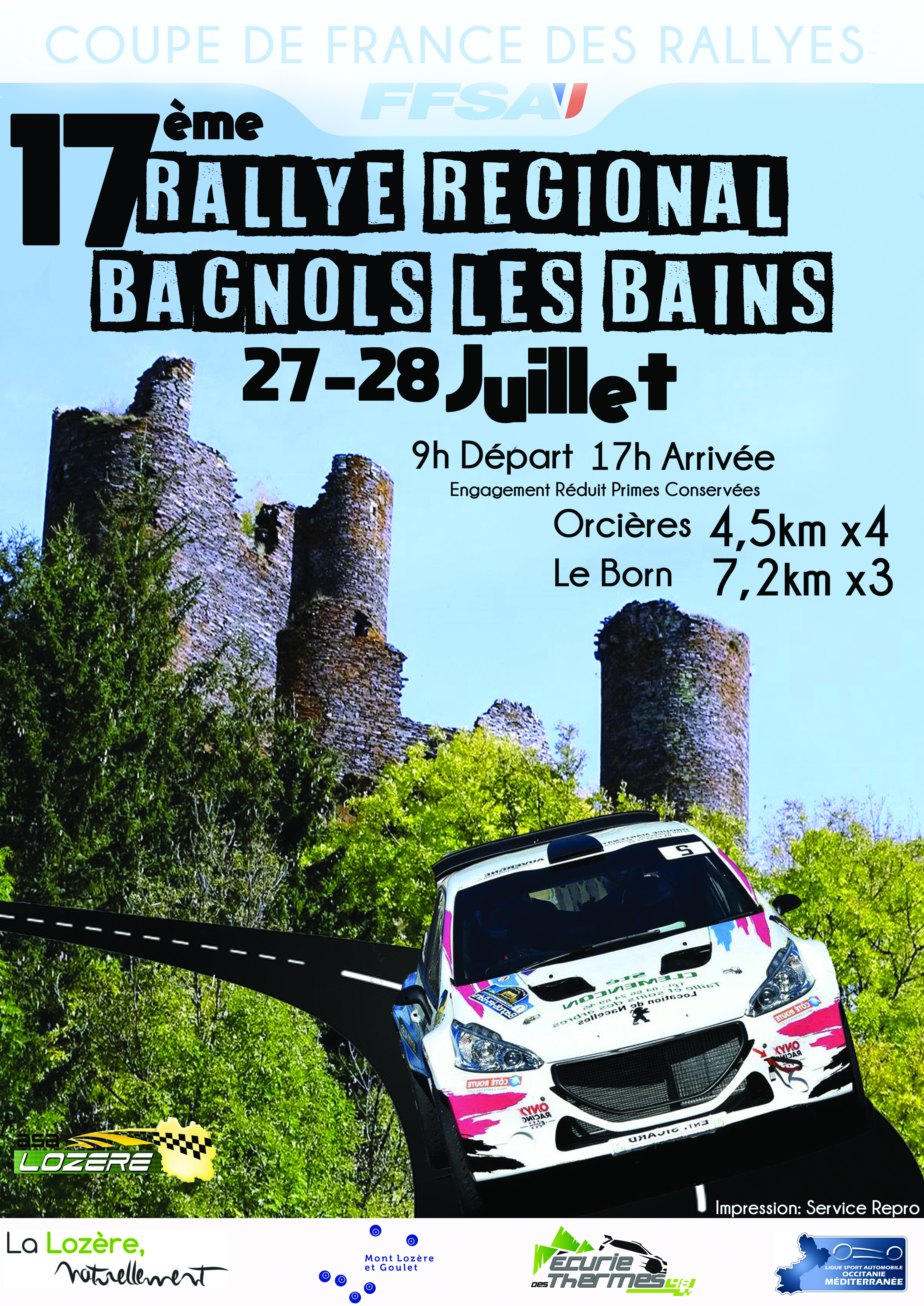Affiche Rallye Bagnols les Bains impression service repro 