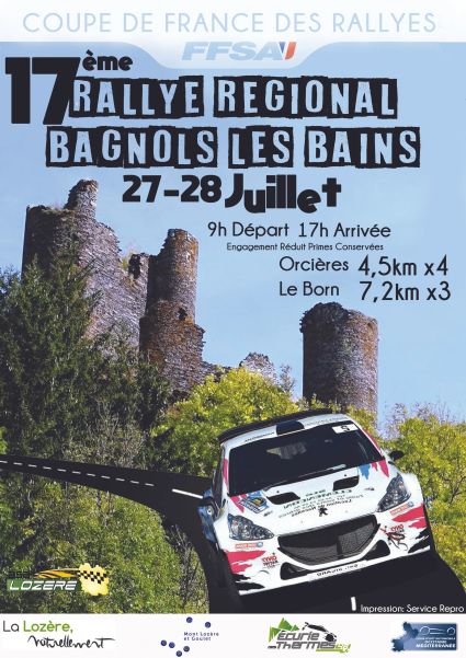 Affiche Rallye Bagnols les Bains impression service repro 