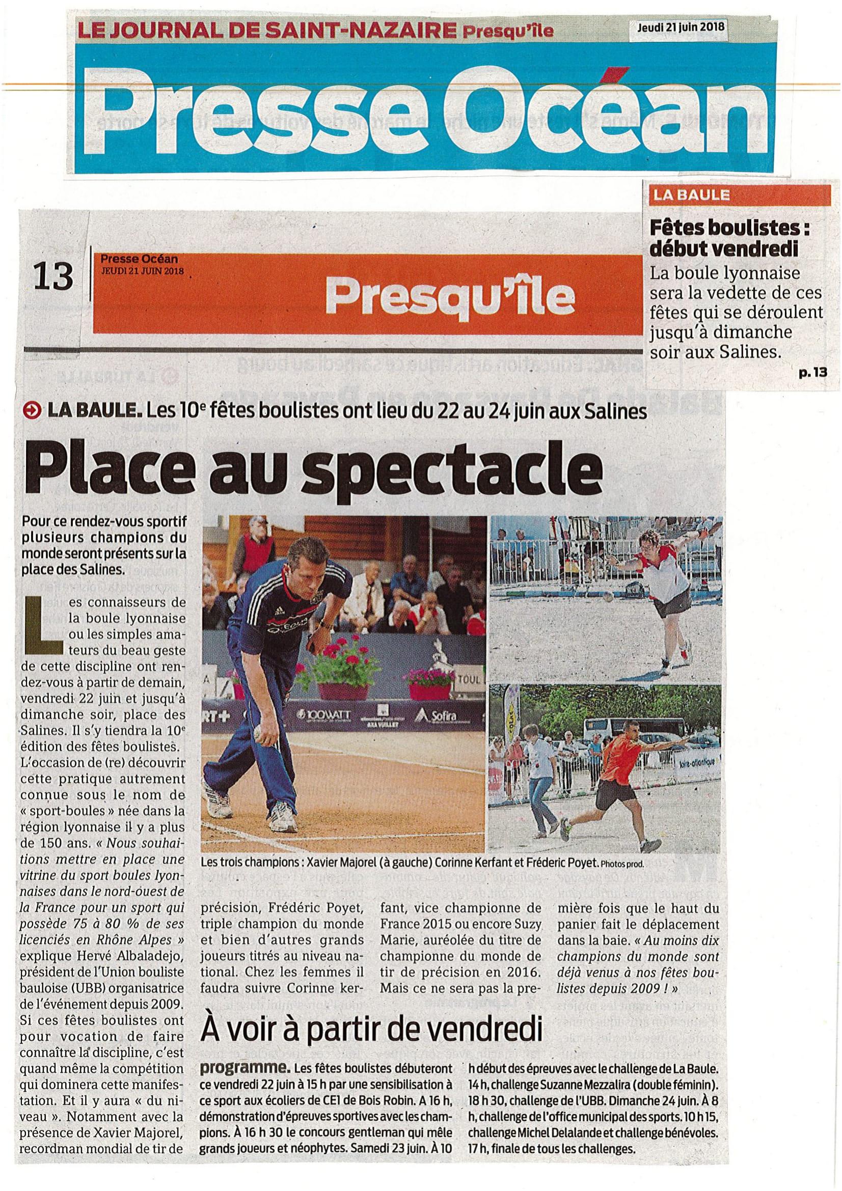 Revue de presse des 10emes fetes boulistes de La Baule 04