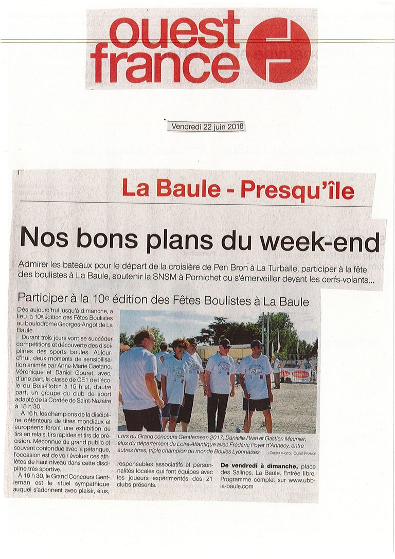 Revue de presse des 10emes fetes boulistes de La Baule 05