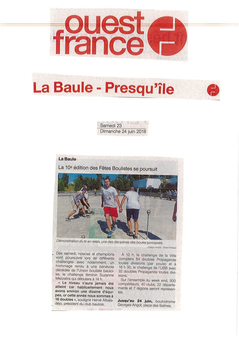 Revue de presse des 10emes fetes boulistes de La Baule 08