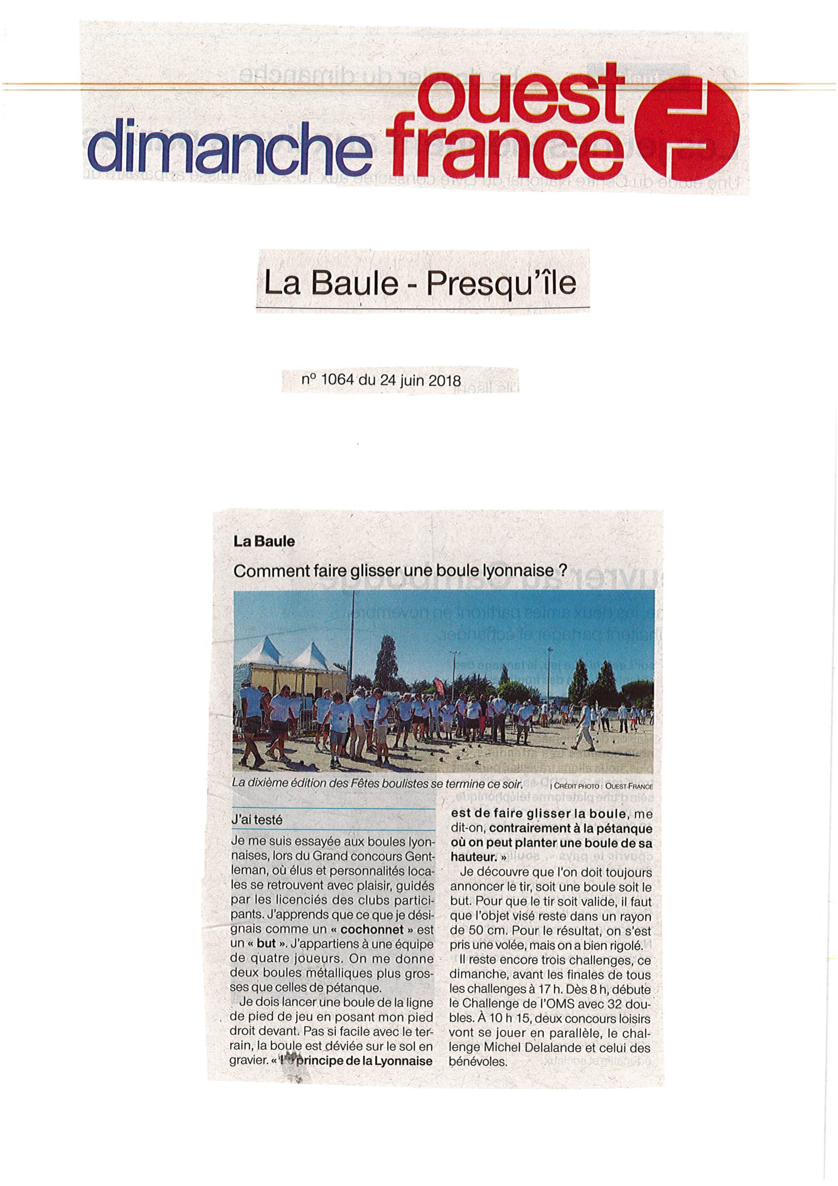 Revue de presse des 10emes fetes boulistes de La Baule 10