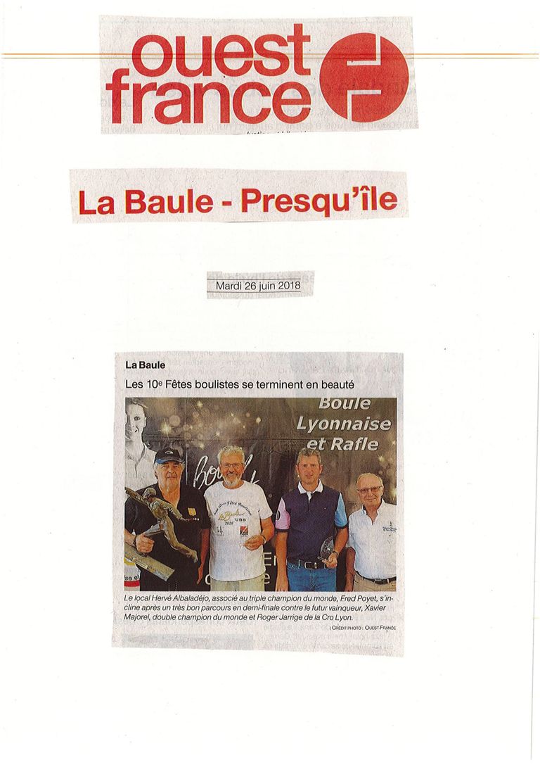 Revue de presse des 10emes fetes boulistes de La Baule 11