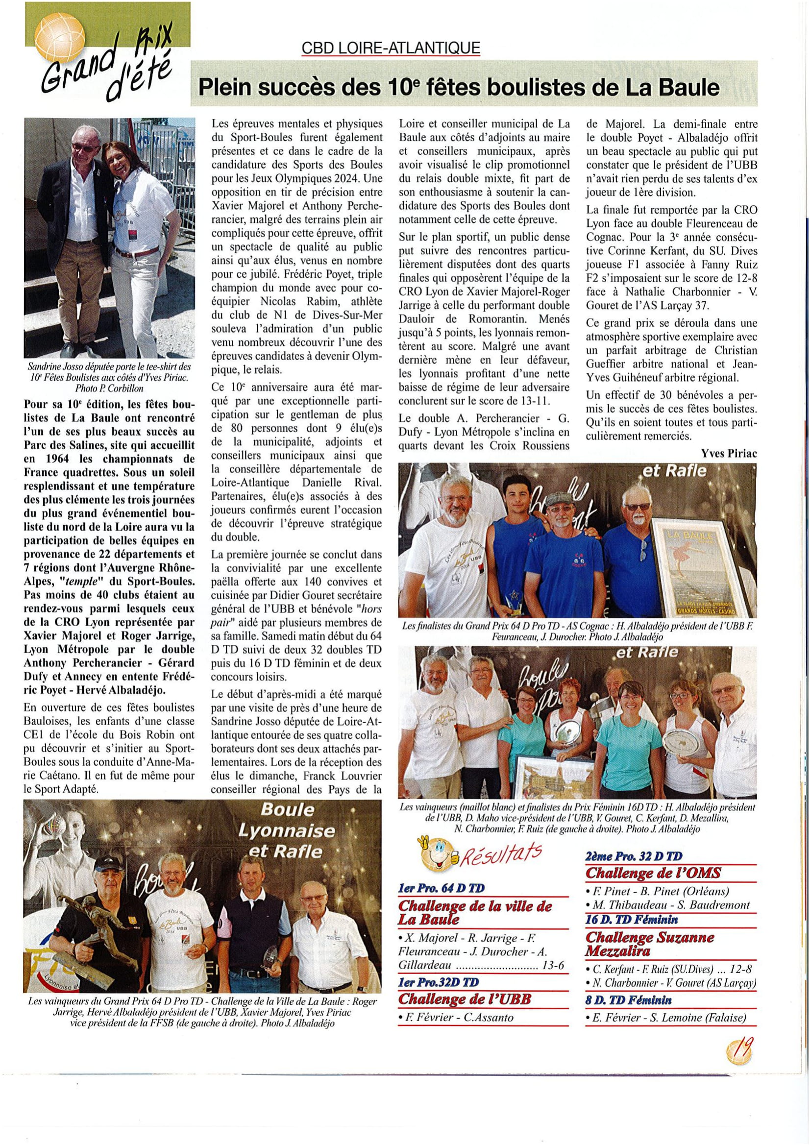 Super article de S B M 10emes fetes boulistes de La Baule 1