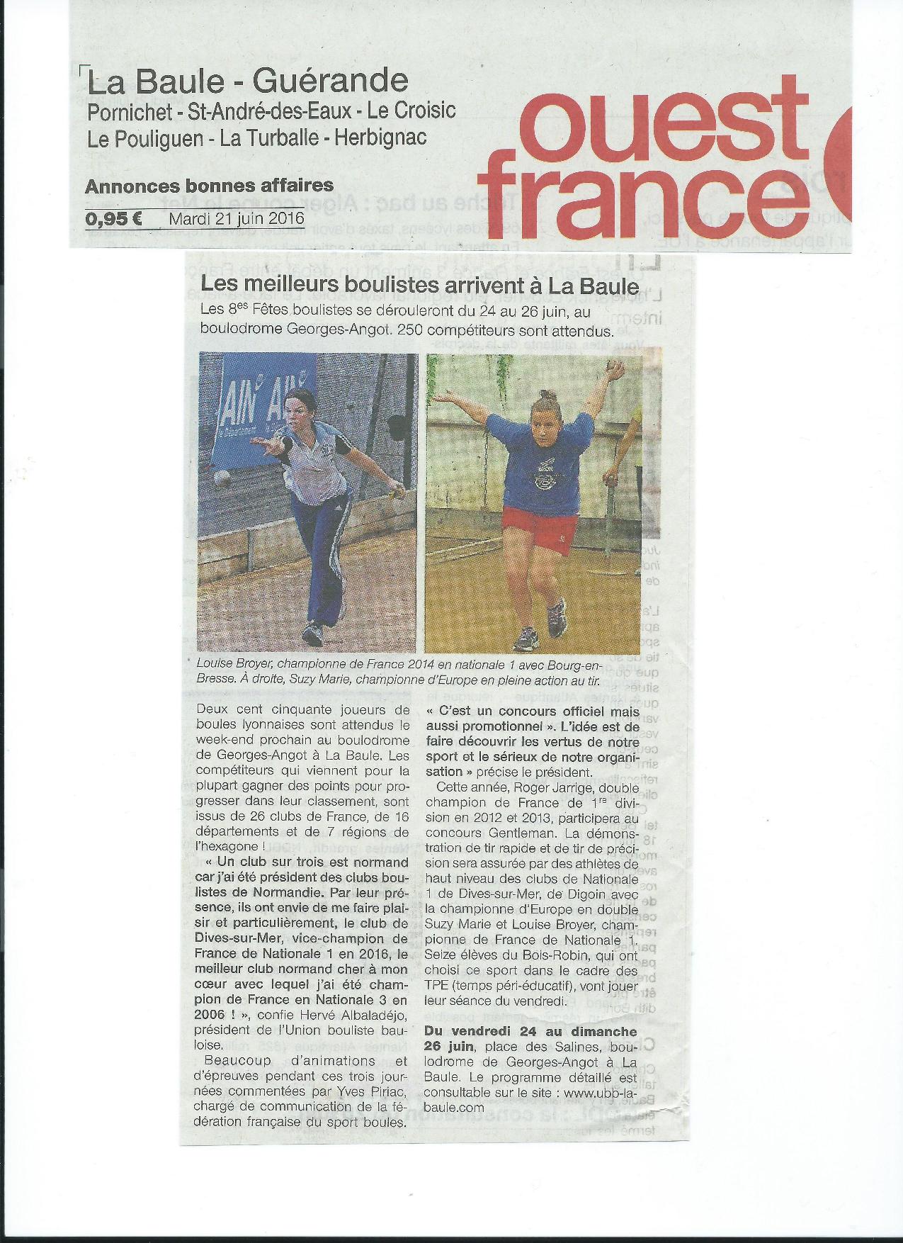 Article de presse de ouest france de 21 6 2016 page 001