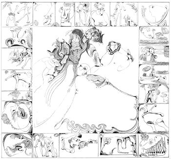 André Vereecken -  Compositie met voortschrijdend figuur - tekening – 
128x139 - 1969