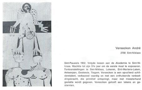 Présentation d'André Vereecken dans la Brochure pour l'exposition "Fantastique Flamand d'Aujourd'hui" à Lauwe 1973.