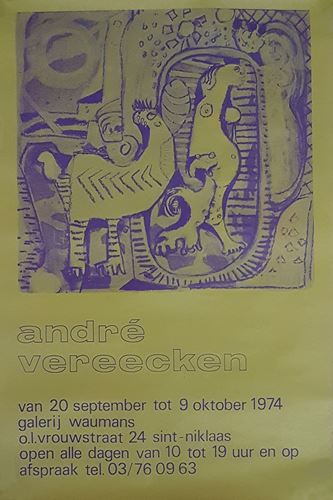 AFFICHE voor de tentoonstelling van André Vereecken in de galerij Waumans 1974