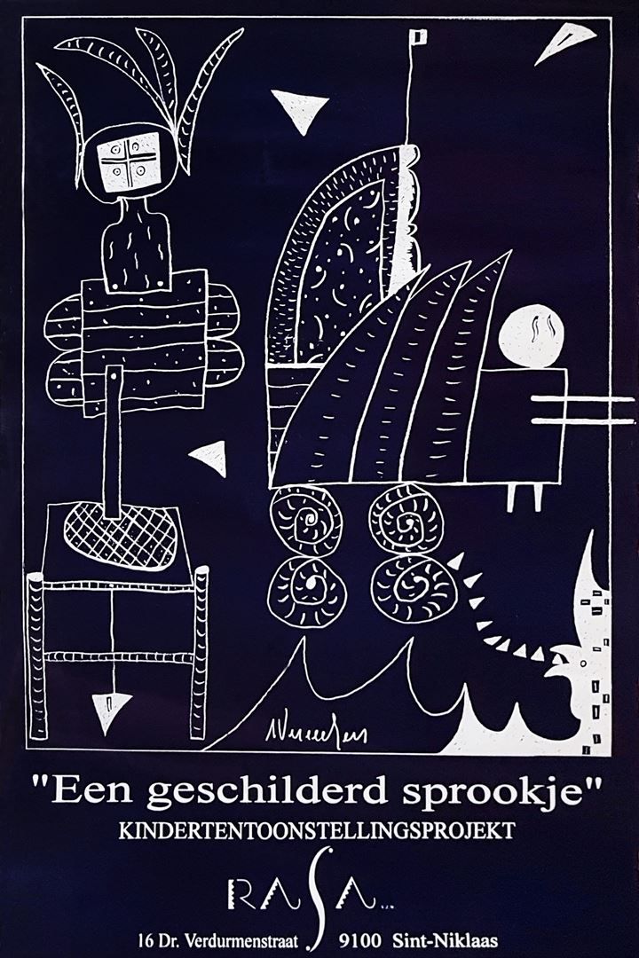 Affiche van de kindertentoonstelling tententoonstellingsproject “Een geschilderd sprookje” van vzw RASA Sint-Niklaas.