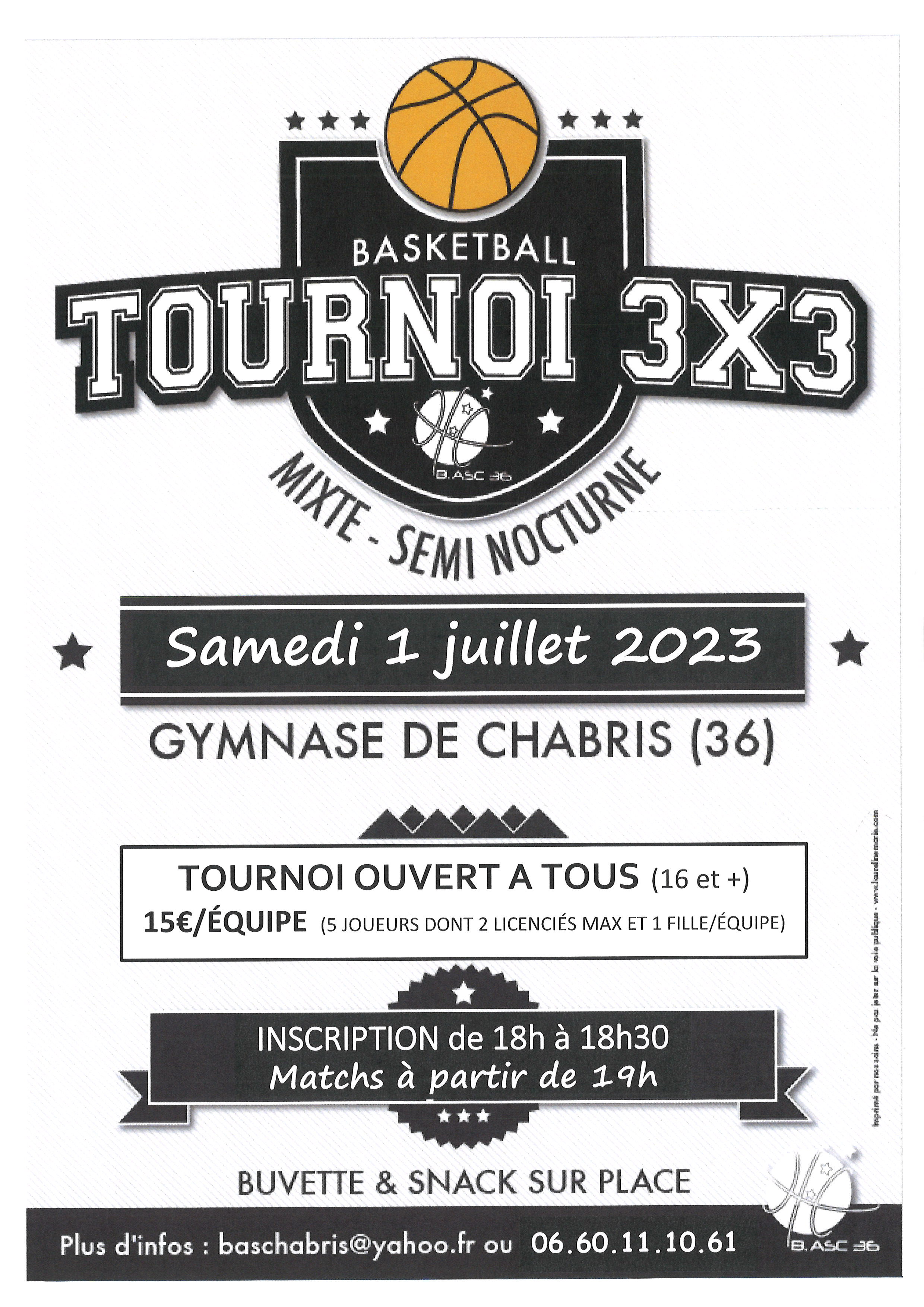 Tournoi de basket 3x3 au gymnase de Chabris