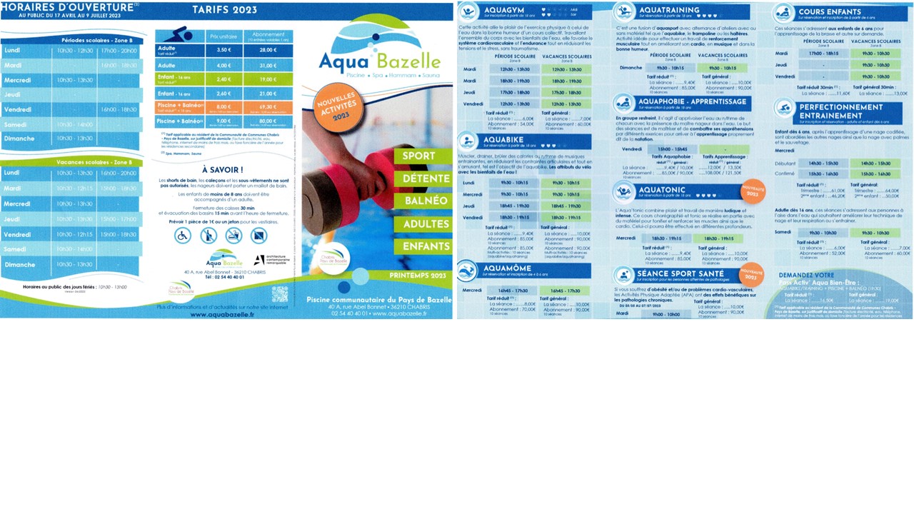 Auq Bazelle : nouveaux horaires et tarifs