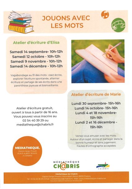 Médiathèque : atelier d'écriture