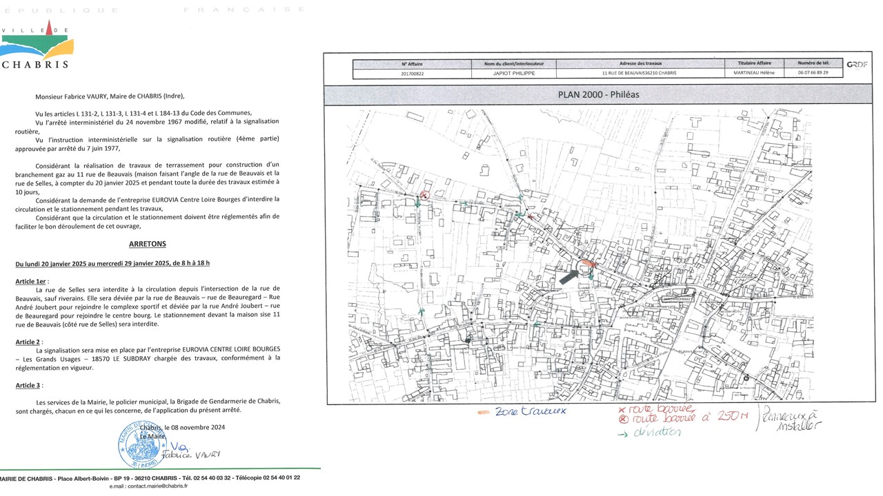 Arrêté : travaux rue de Beauvais