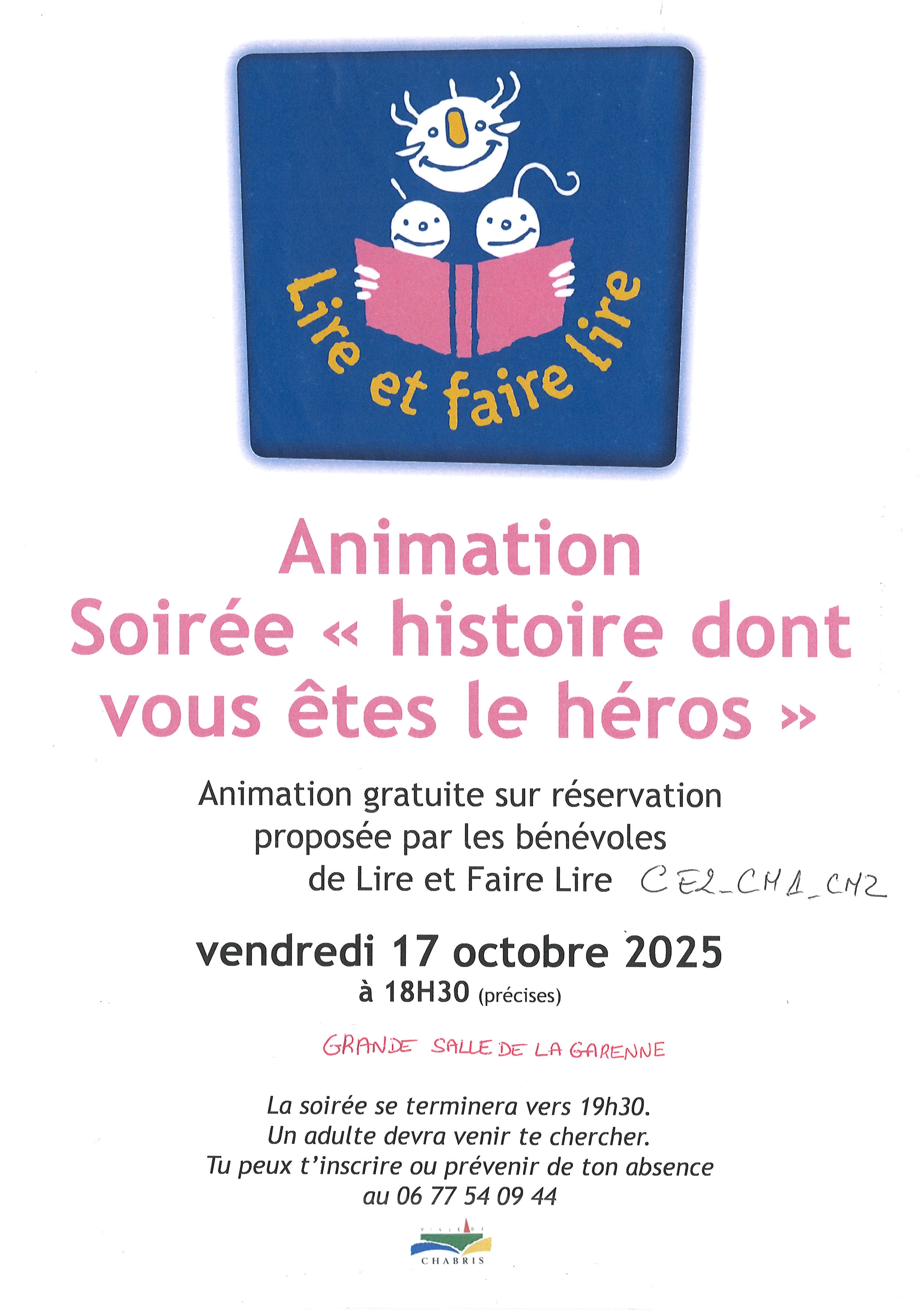 Lire et faire lire : soirée "histoire vous êtes le héros"