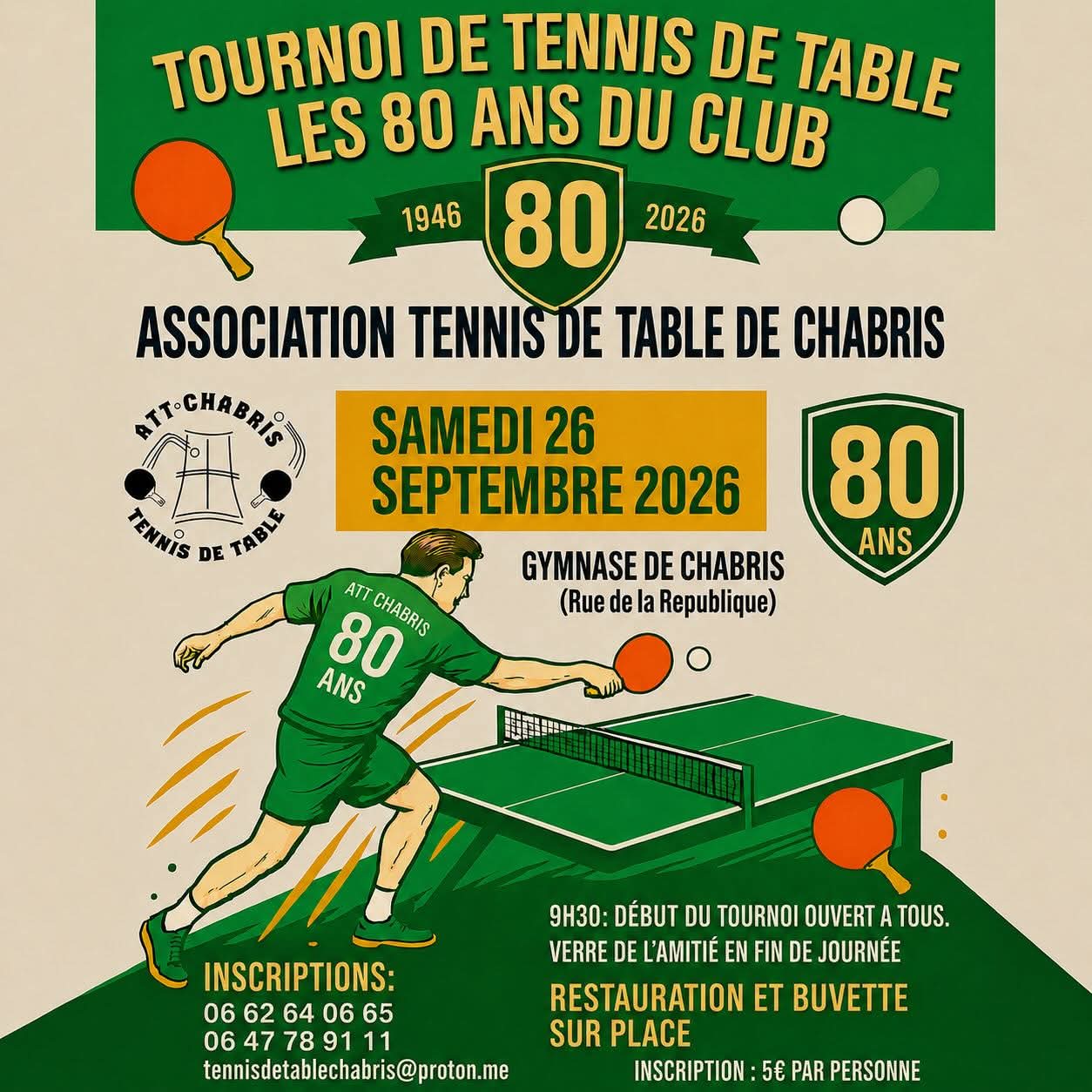 Tennis de table : anniversaire 80 ans