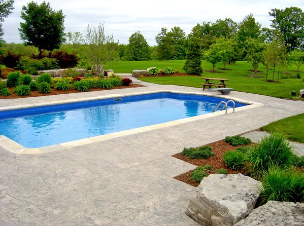 Roman pool design stamped concrete renaissance landscape group inc 9724