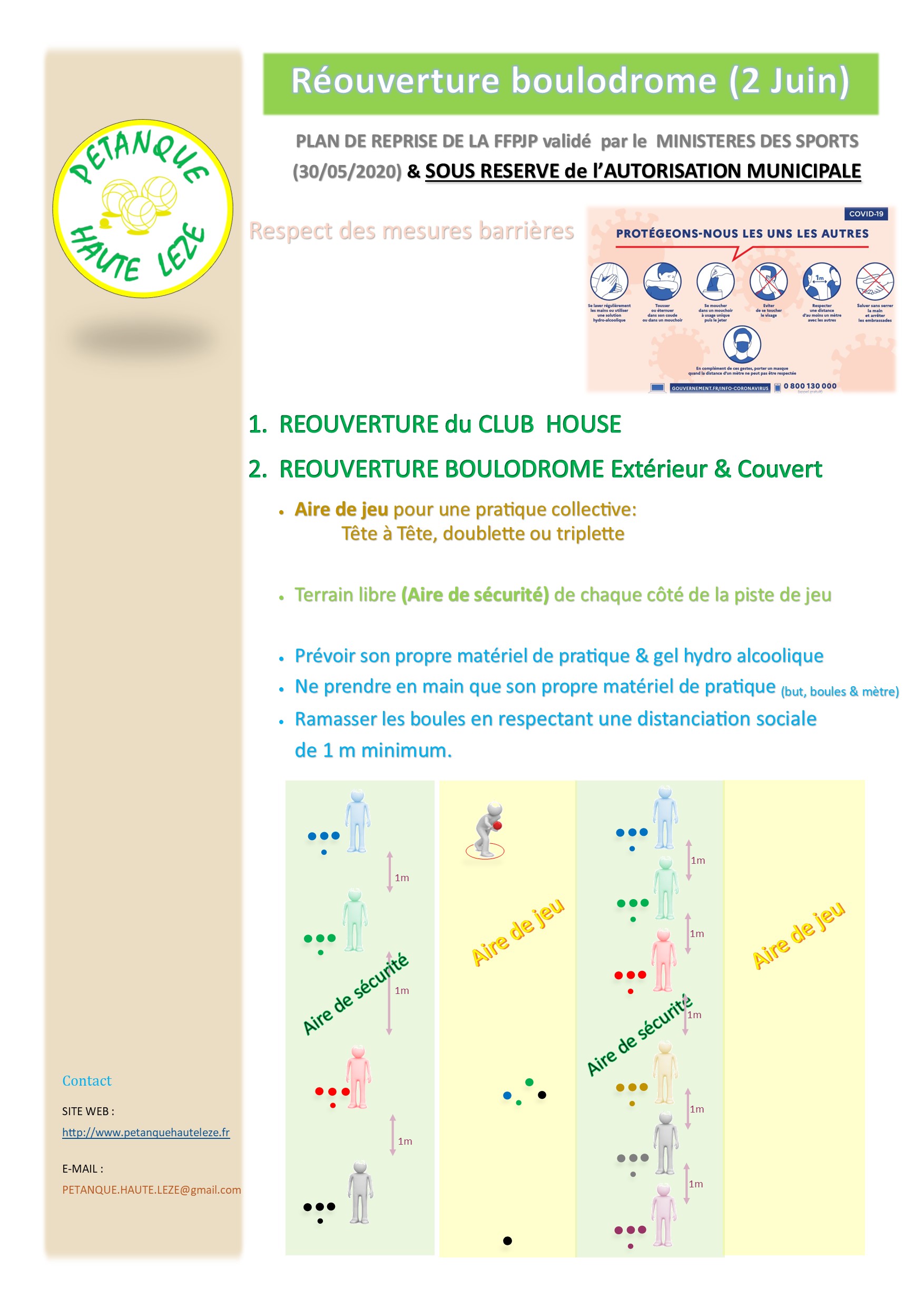 BOULODROME REOUVERT APRES LE 2 JUIN