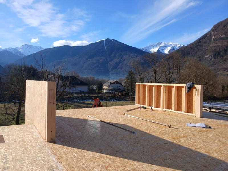 Avancement de chantier : construction d'une maison ossature bois à Luchon 2