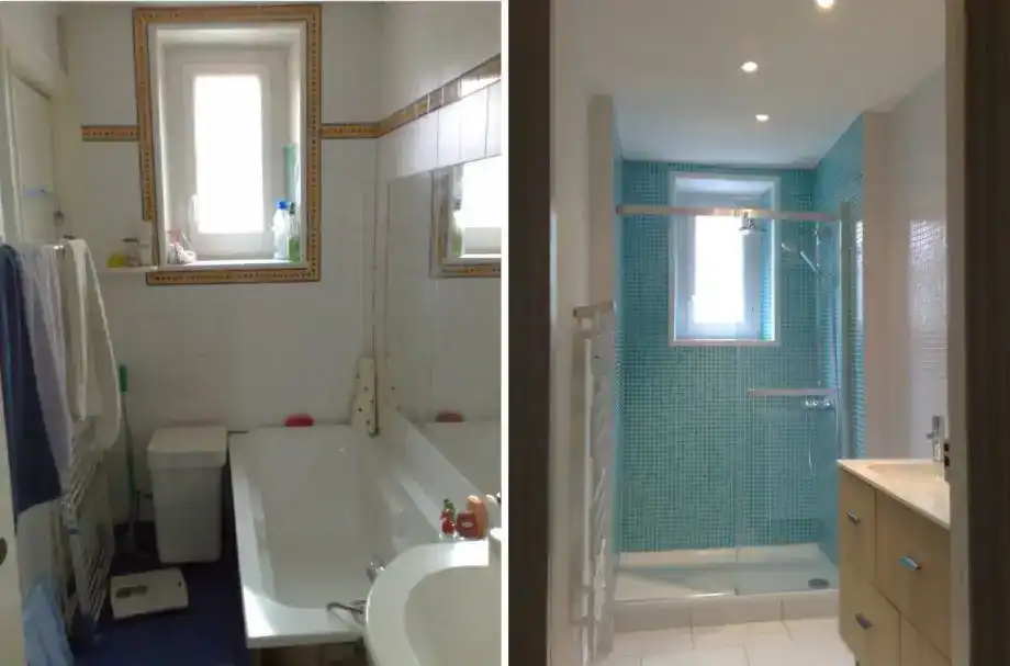 Transformation complète d'une salle de bain en salle de douche à Rezé 44