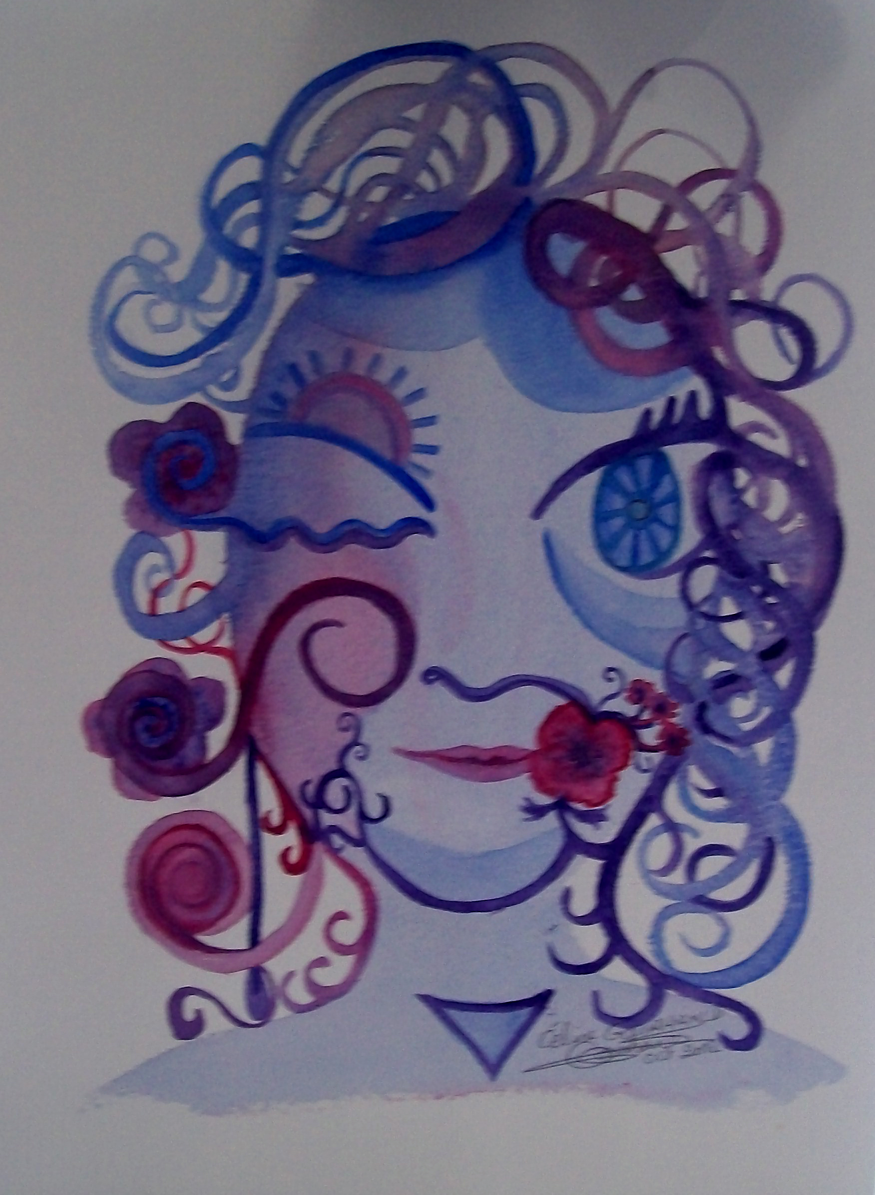 140 blue silly face